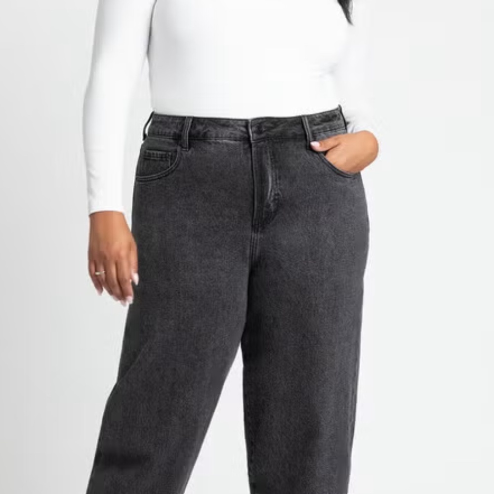 Eloquii Black Wash Wide Leg Crop Jean Size 20 - Picture 1 of 4